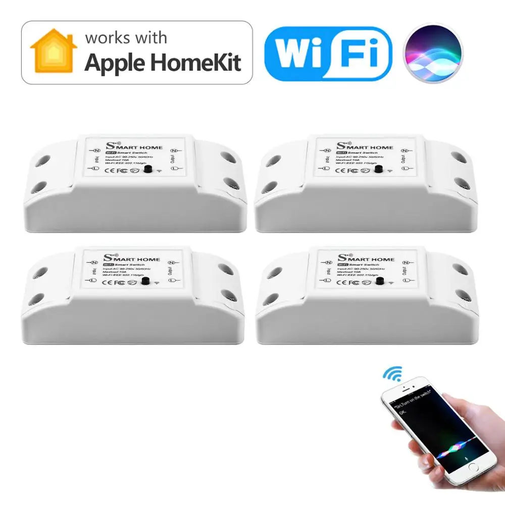 4 шт умный переключатель дистанционного Управление Wi Fi реле голос Mannanov Homekit