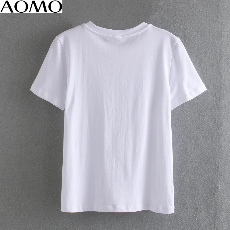 

AOMO casual women white ruffles T shirt short sleeve 2020 summer style tees ladies casual tee shirt top 3L11A