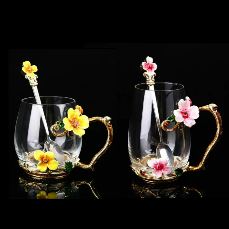 Стеклянная кружка кофейная чашка эмаль цветные чайные чашки и кружки домашняя