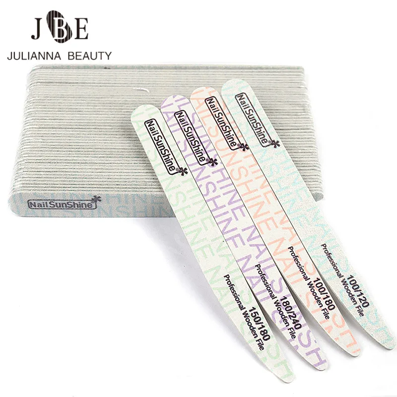 

80 Piece Wooden Sanding Nail File Buffer 100/120/150/180/240 UV Gel Nail Polish Limas Nail Art Manicure Color Nail Buffer File