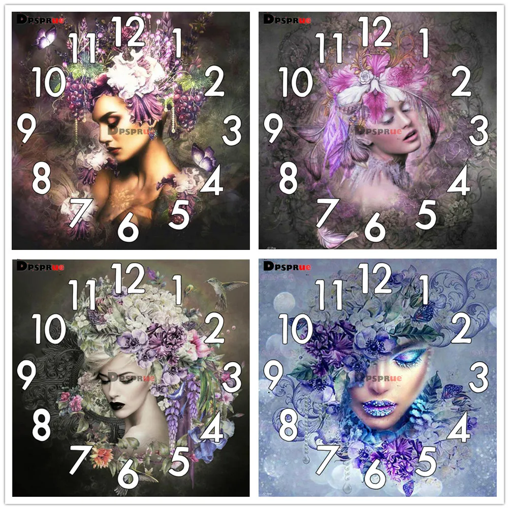 

Полноформатная алмазная живопись Dpsprue, вышивка крестиком с часами, мозаика с механизмом, 5D «сделай сам», квадратная, круглая, мультяшная дев...