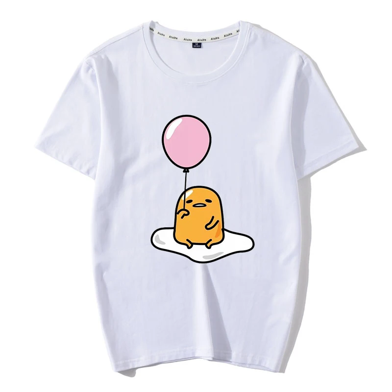 Новая футболка для женщин Kawaii Мультфильм Gudetama печати Топы Harajuku Лето короткий