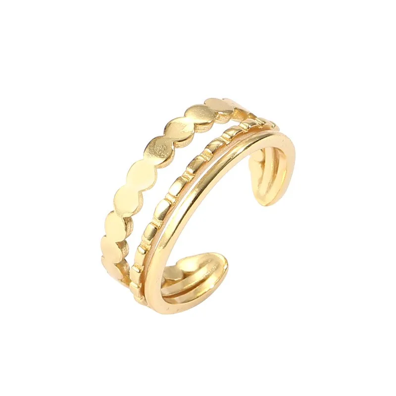

18k Gold 100% 925 Sterling Silver Double Layer Line Rings For Women High Quality Fashion Fine Jewelry Femme Open Ring Flyleaf