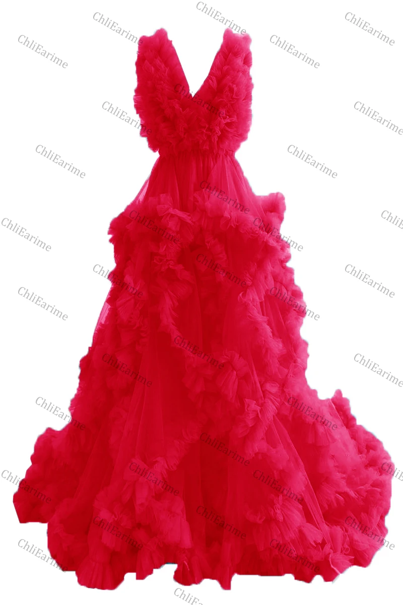 Dress for pregnant women and bridesmaids, with ruffles, tulle long dress