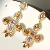yayi jewelry fashion brown glass pearl dangle crystal women ancient gold color wear ear band tassel couples wedding earrings