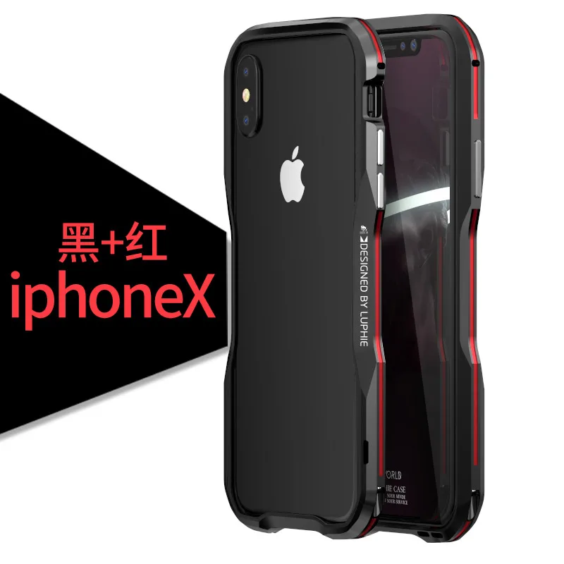 Металлический Чехол-бампер для iPhone11 Pro XS max, чехол с алюминиевой рамкой, жесткий защитный чехол для iPhone X R 7 8 Plus, чехол-бампер iphon - Цвет: black red