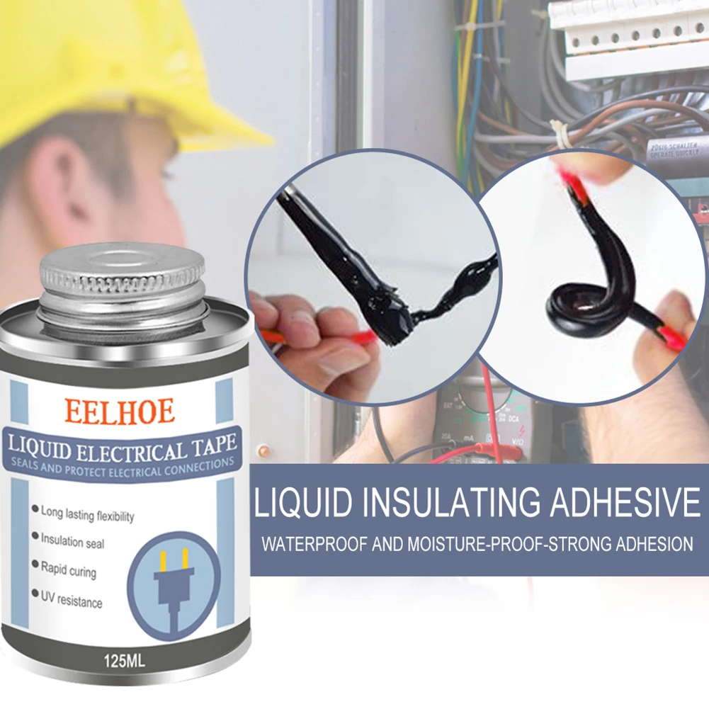 

125ml Liquid Insulation Electrical Tape Tube Paste Fast Rubber Fixed Dry Insulating Sealing Glue Waterproof UV Protection