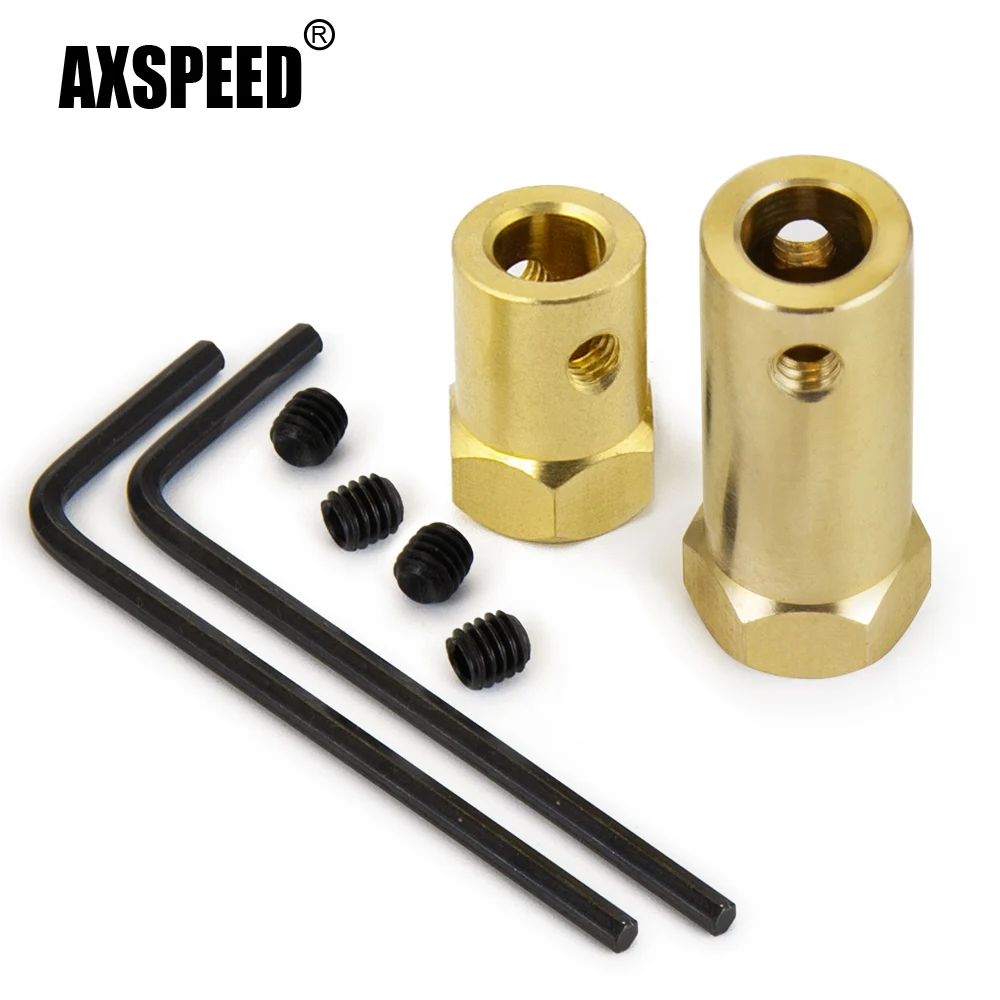 

AXSPEED 4Pcs 3/4/5/6/7/8mm Brass Extended Hexagonal Shaft Coupling Wheel Tire Motor Transmission Connector for 1/10 RC Car Model