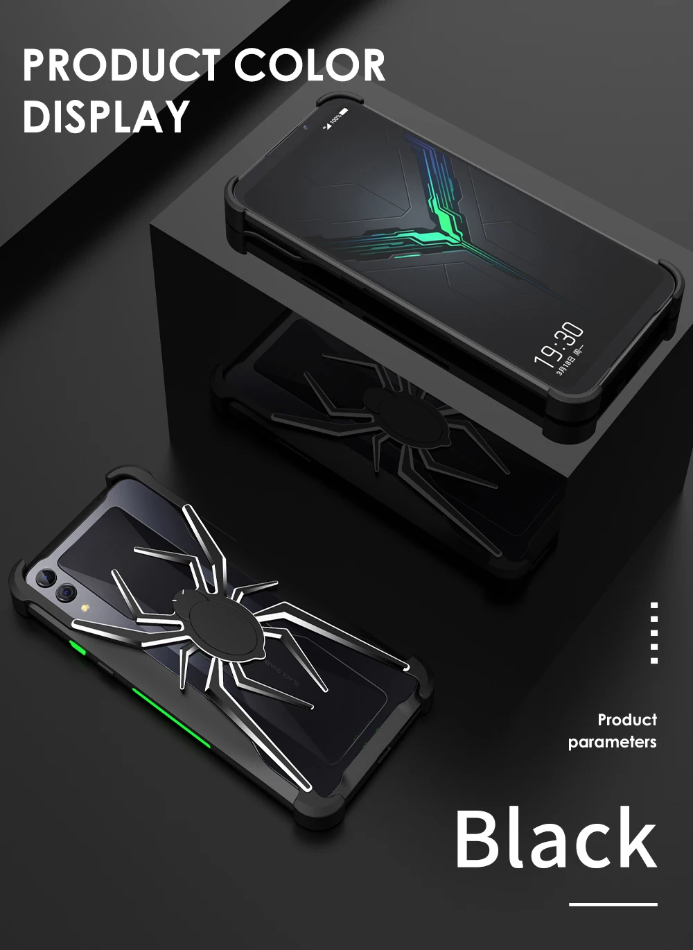 Стильный металлический чехол с пауком для Black Shark 2, роскошный тонкий жесткий алюминиевый металлический бампер, чехол Xiaomi Black Shark 2 Pro