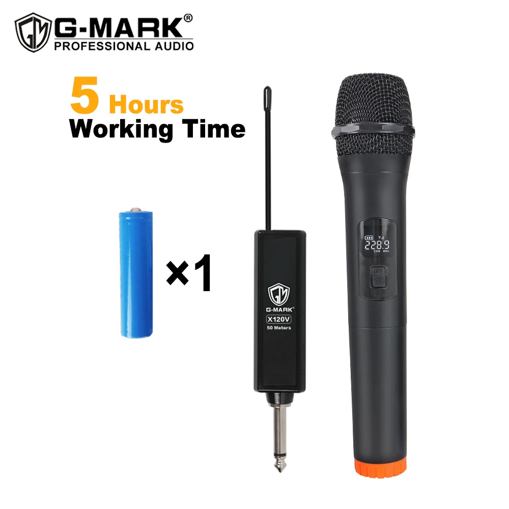 

Microphone G-MARK X110V Wireless Karaoke Mic Rechargeable Lithium Battery Easy Use For Church Party Home Meeting Show Host