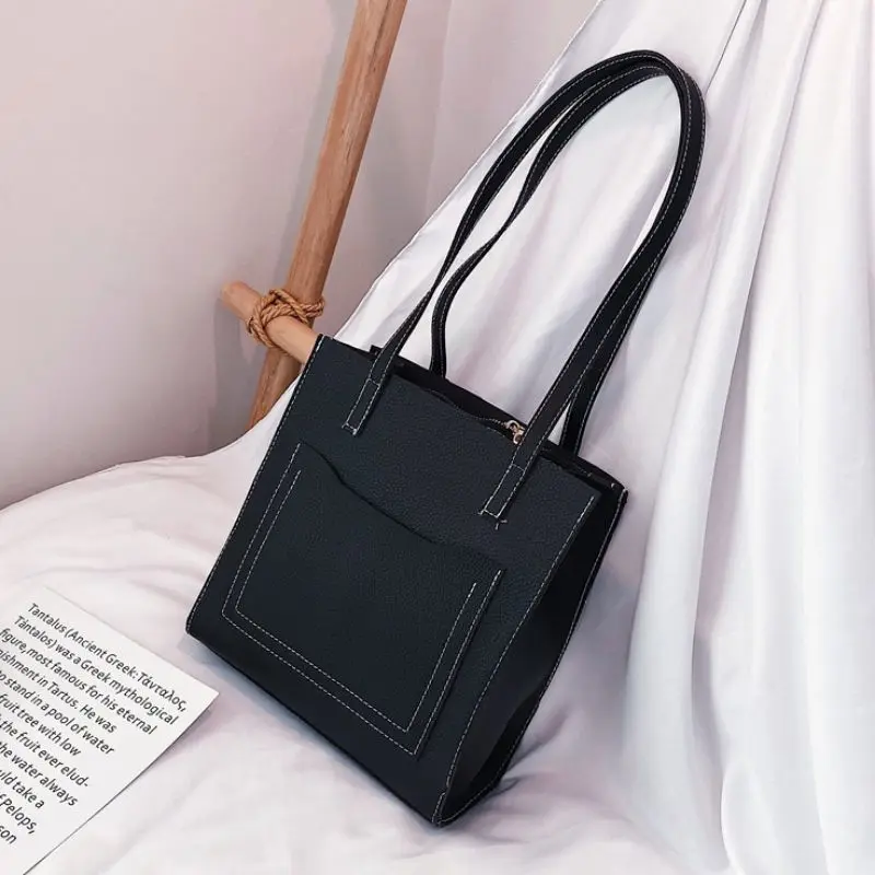 PU Shoulder Bags OL Style Tote Bag Casual Large Capacity Handbag Fashion Retro Wild Solid Color Shopping For Women | Багаж и сумки