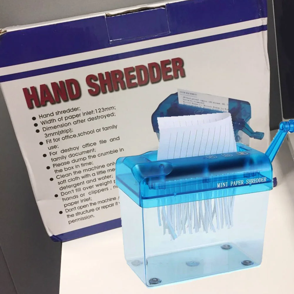 

Household Mini Blue Shredder Destroyer Paper Documents Cutting Hand Shredder Machine-SCLL Simplicity of Operatpr