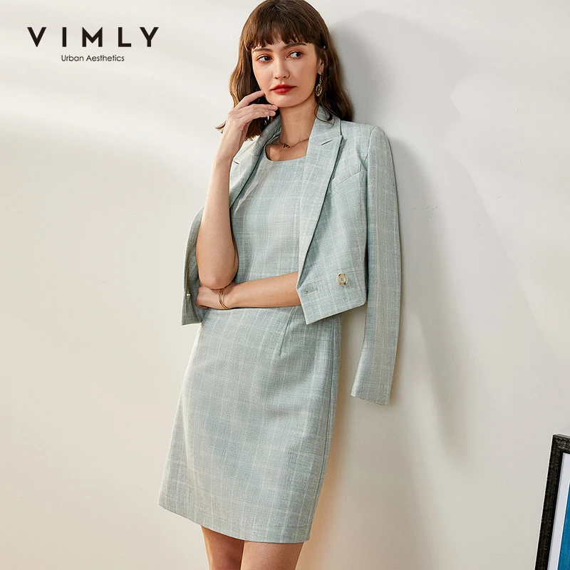Костюм из двух предметов Vimly для женщин элегантный офисный короткий Блейзер в
