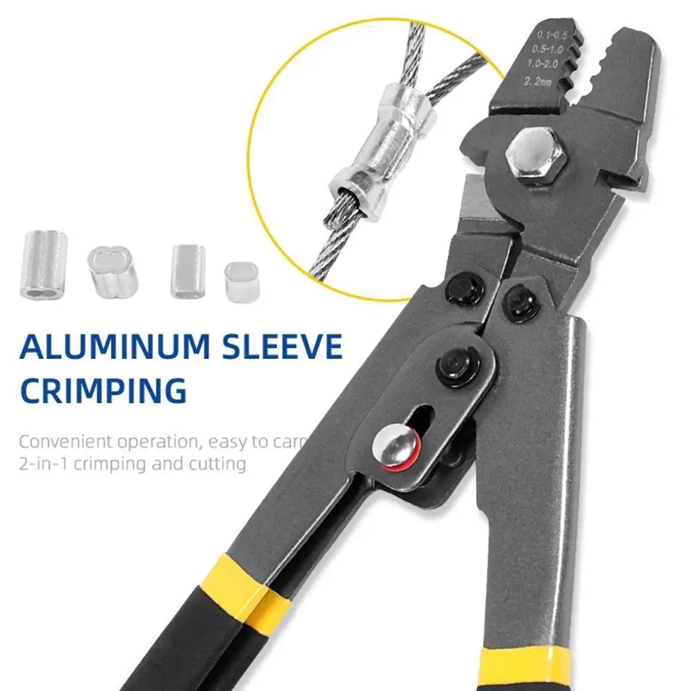 

8-shaped Plier Clamp Wire Rope Cutting Pliers Fishing Crimping Tool 0.1-2.2mm Oval Round Sleeves Double Barrel Ferrule Loop Tool