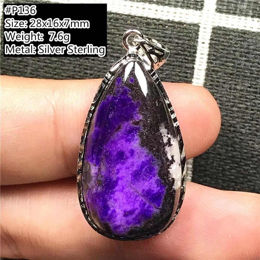 

Natural Royal Purple Sugilite Pendant Silver Sterling For Women Lady Man Rare Crystal Beads South Africa Gemstone Jewelry AAAAA
