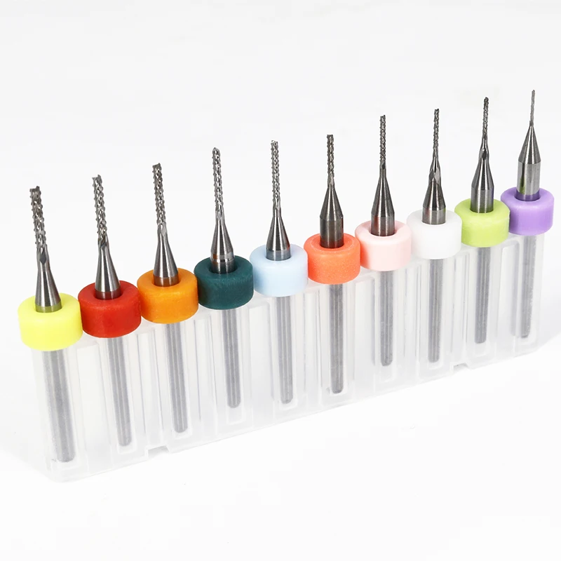 

Augusttools 10pcs Endmill 0.5-3.175mm 0.6 3.0 Carbide PCB Milling Cutter Set 3.175mm Shank PCB Machine Engraving Bit End MillS