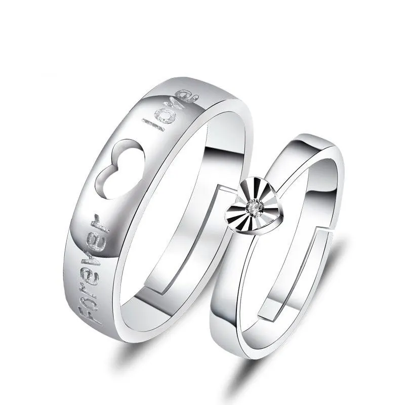 925 пробы серебряные полупустые бесконечные с принтом сердце Любовь Регулируемый