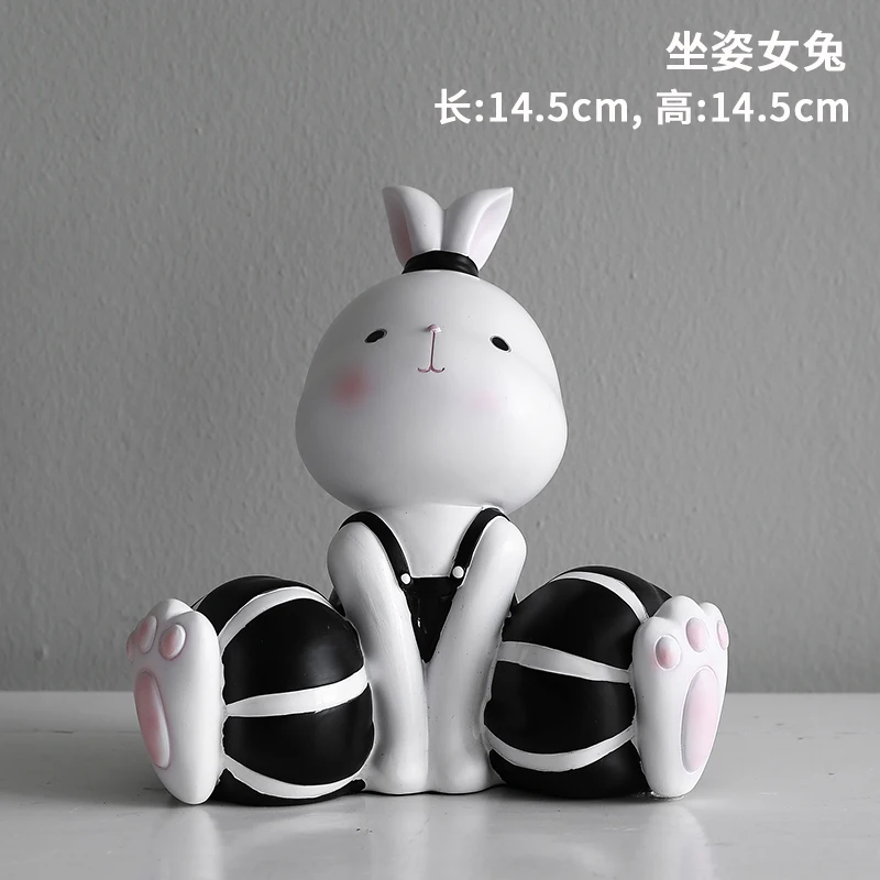 

Nordic Craft Figurine Modern Rabbit Creative Handmade Resin Figurine Simple Animal Decoration Maison Decoration Crafts DE50XBJ