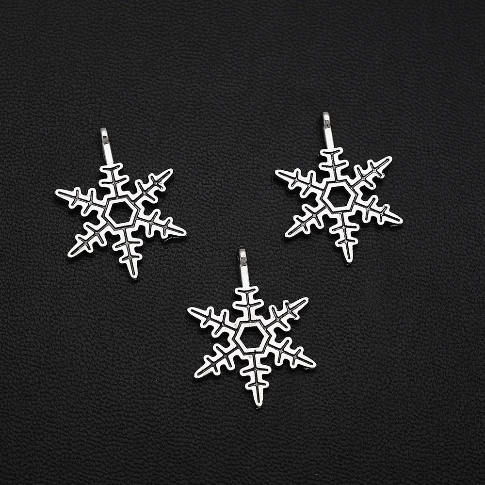 

10pcs/Lot 18x24mm Antique Silver Plated Snowflake Winter Charms Christmas Pendants For DIY Jewelry Creation Bulk Items Wholesale