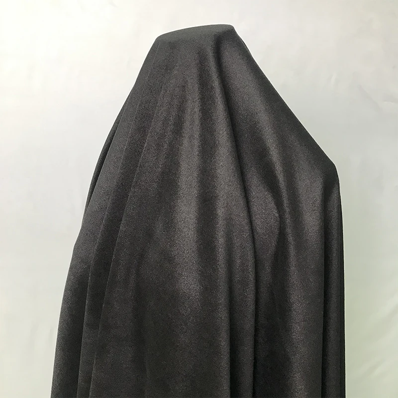 

Black coffee color imitation cashmere small smooth wool single-sided woolen cloth autumn and winter coat fabric free shipping