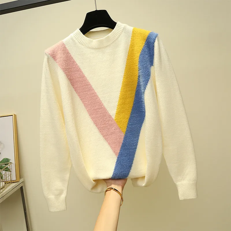 Свитер женский шерстяной теплый в полоску с длинным рукавом зимний 2020 | Женская
