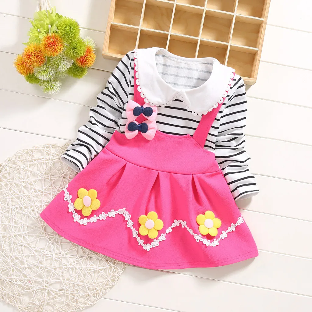 Коллекция 2019 года новое Брендовое платье в полоску с бантом и цветами для