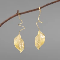 inature 925 sterling silver jewelry 18k gold leaf elegant drop earrings for women jewelry bijoux gift
