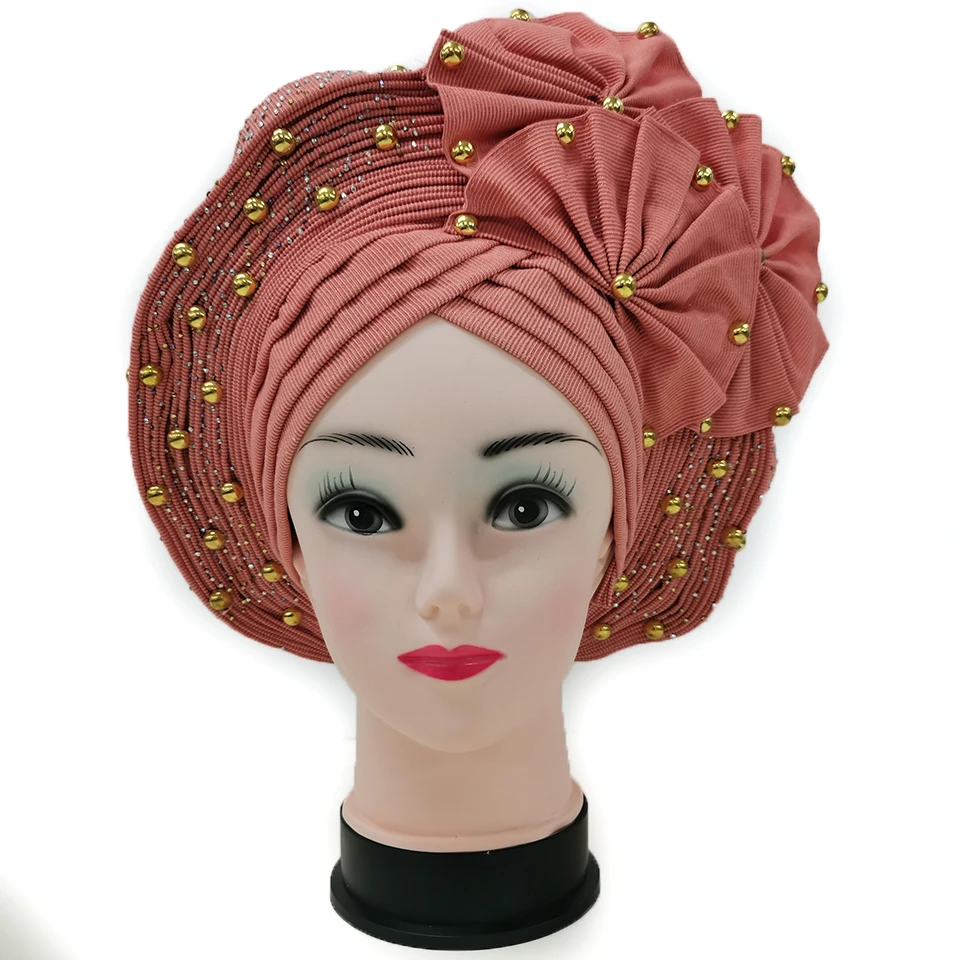 

African Aso Oke Already Made Auto Gele Headtie Caps SX02-9