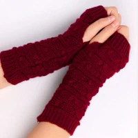 Women Woolen Gloves Half Finger Arm Cover Riding Knitted Korean Cold Protection Short Fingerless Mittens Hand Warmer Winter