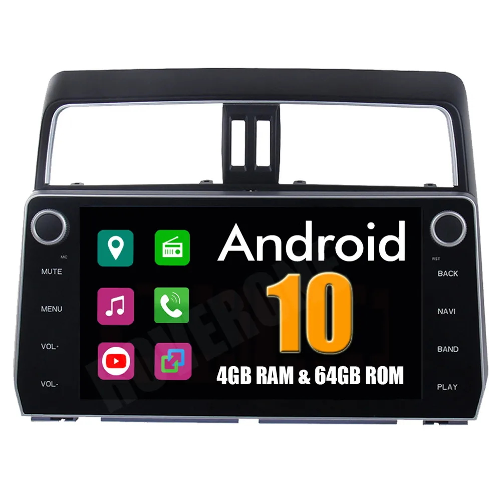 Автомагнитола RoverOne с GPS навигацией для Toyota Prado 2018 Android 10 2 дюйма Восьмиядерный