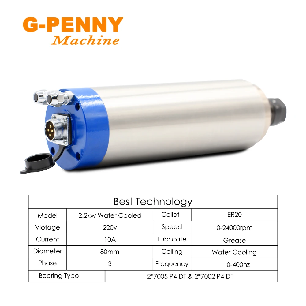 G-PENNY 2 кВт ER20 220 В двигатель шпинделя с водяным охлаждением диаметром 80*230 мм 4 шт.