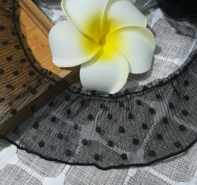 1 м плиссированная белая черная кружевная ткань 7 см гипюр в горошек сетчатая