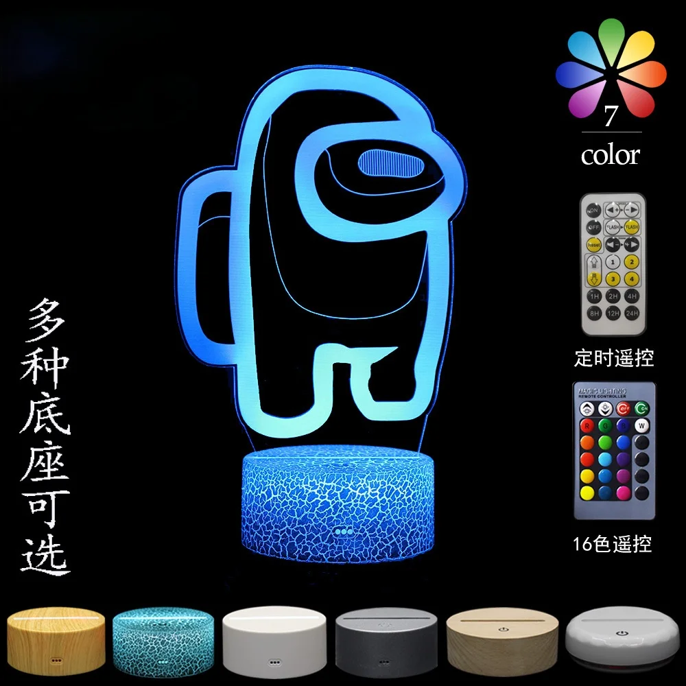 

Among Us Gamepad 3D Desk Lamp Creative Birthday Gift Visual Stereo LED7/16 Color Touch Remote Control Night Light Childrens Toys
