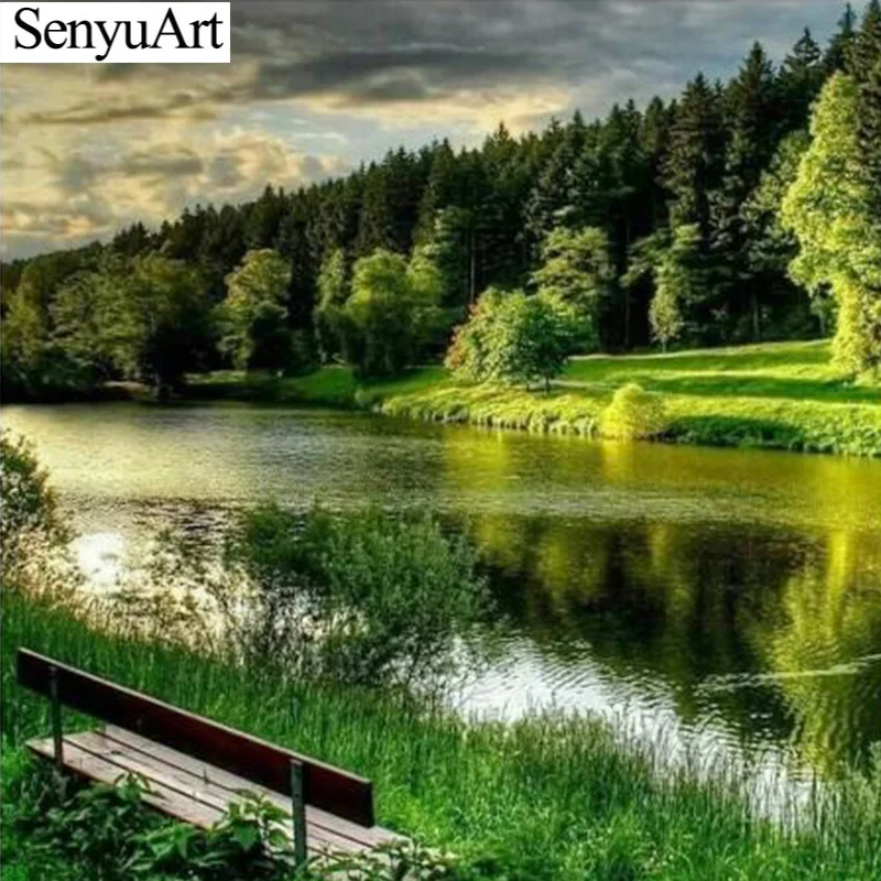 

SenyuArt 5d алмазная живопись, вышивка крестиком, лес, пейзаж, картина Стразы, полная Алмазная картина