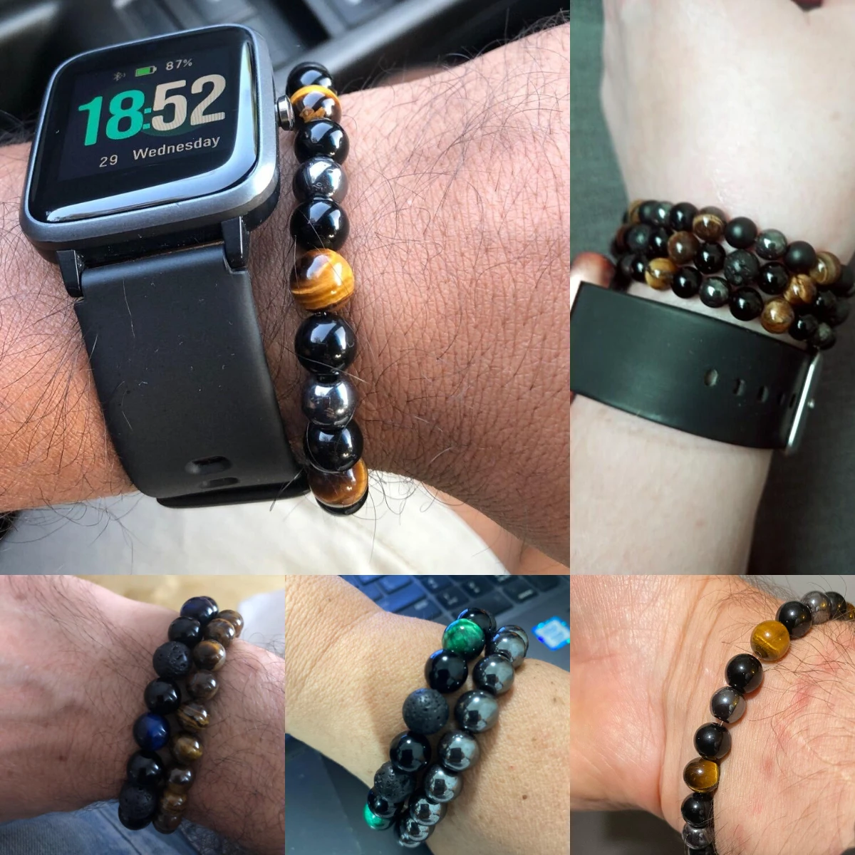 Естественные браслеты из черного обсидиана, гематита и тигрового глаза с магнитным эффектом для защиты здоровья, похудения и потери веса. Душевные украшения для женщин и мужчин.