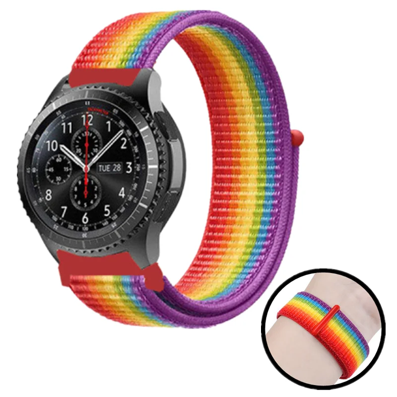 Нейлон pulseira для samsung galaxy watch 46 мм 42 gear S3 22 20 Frontier классический активный ремешок huami