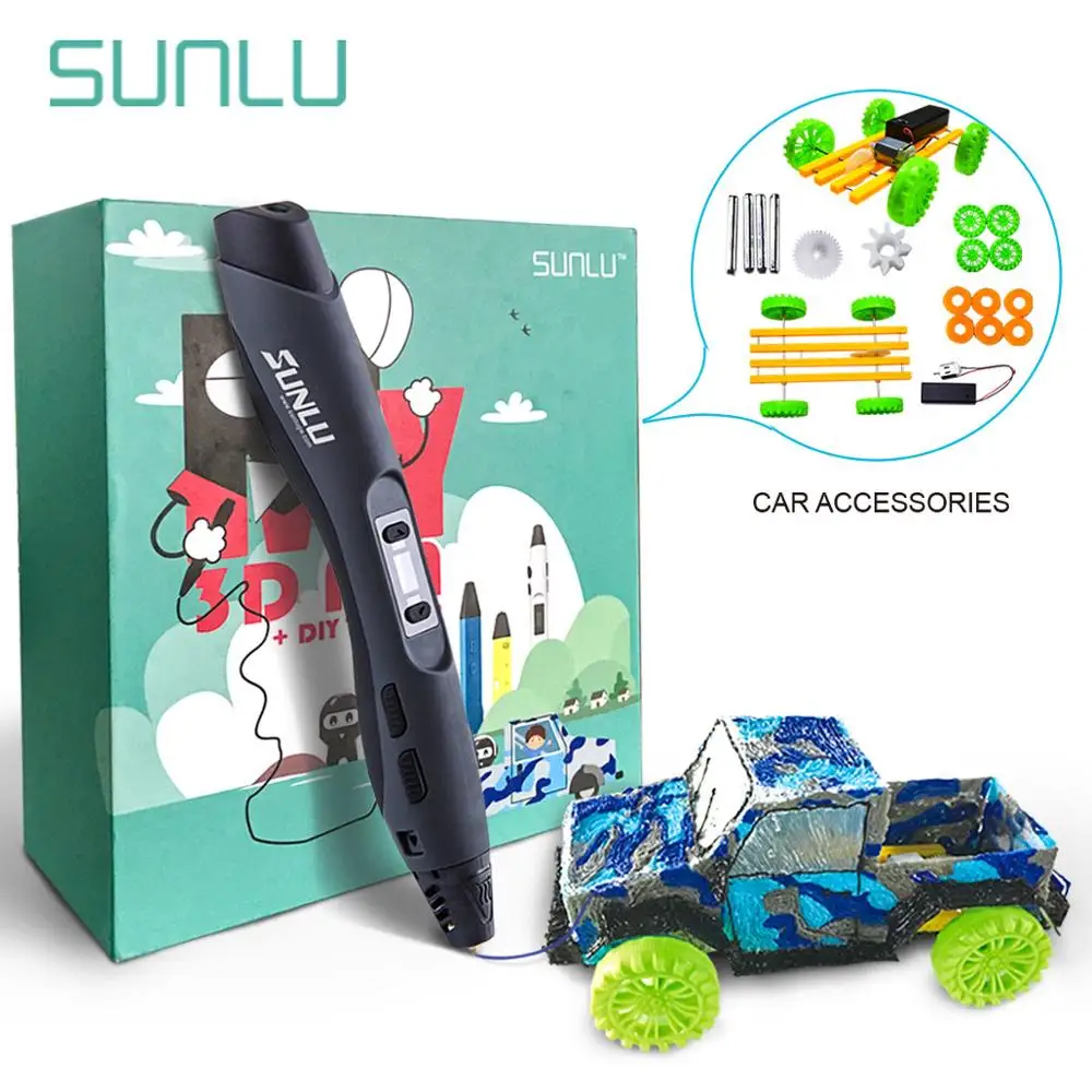 SUNLU DIY умная 3D Ручка черная Подарочная посылка сделай сам с аксессуарами для