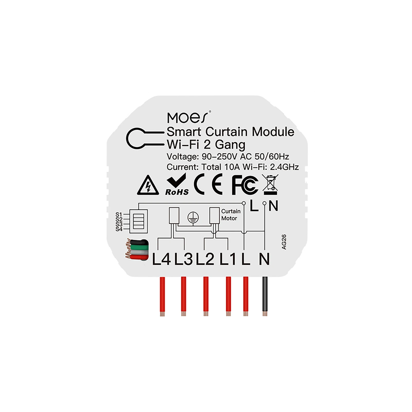 

Модуль переключателя для штор Tuya, умный Двухкнопочный переключатель для занавесок с роликовым затвором и электромотором, работает с прилож...