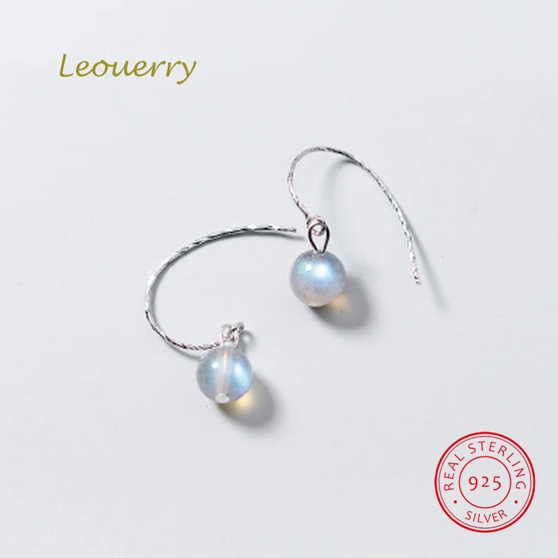 Leouerry 925 Sterling Silver Natural Moonstone Drop Earrings Women Lady Elegant Gradient Labradorite Charming Jewelry | Украшения и