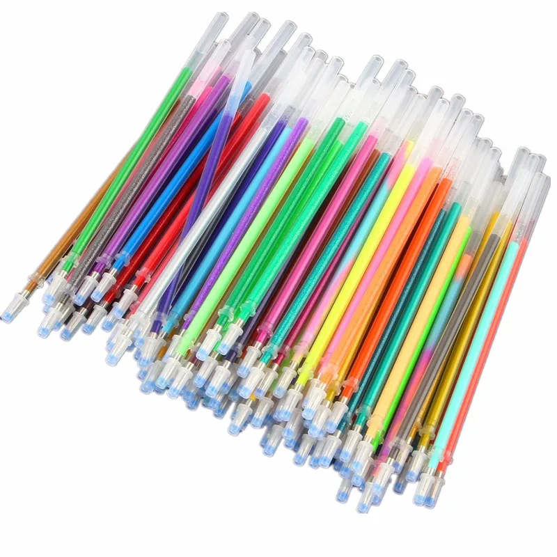 Jonvon Satone 100 Color Gel Pen Refills Multicolored Core Bag Neutral Pens Refill for Writing School Supplies Caneta Escolar Kid