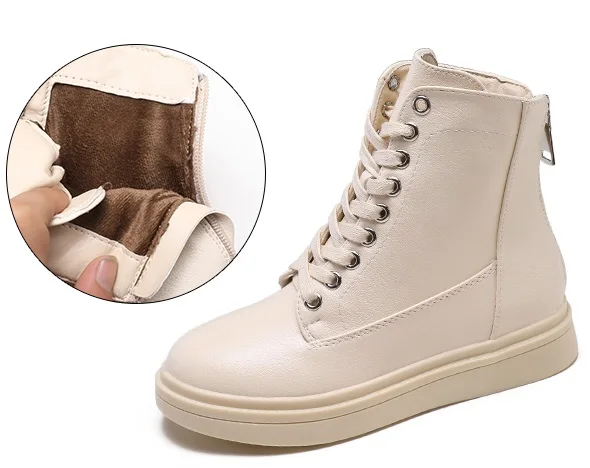 Сапоги Aleafalling женские на шнуровке мягкие кожаные зимние сапоги теплая Уличная