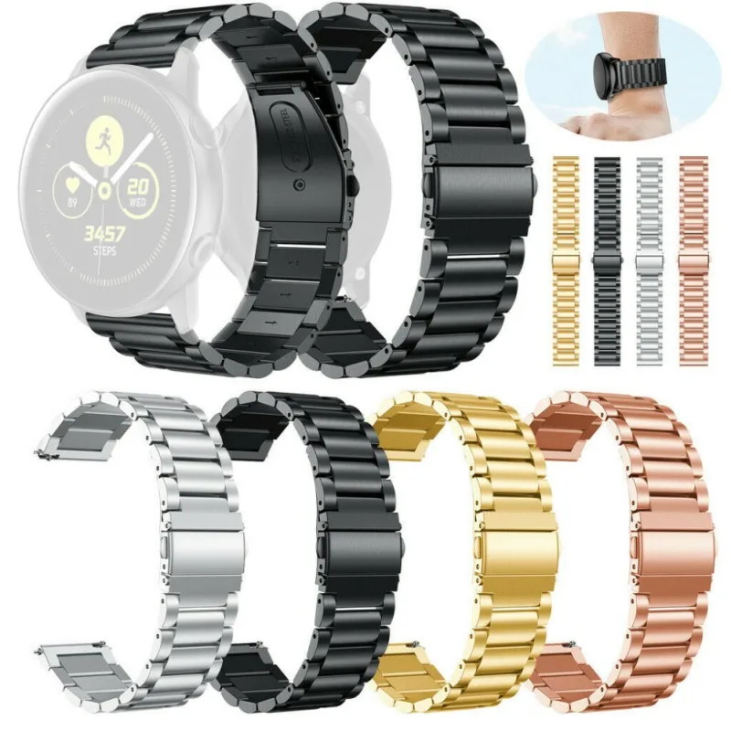 

Suitable For Samsung Galaxy Watch Active Triple Bead Strap 20mm Stainless Steel Strap Men's Wristband Ladies Strap