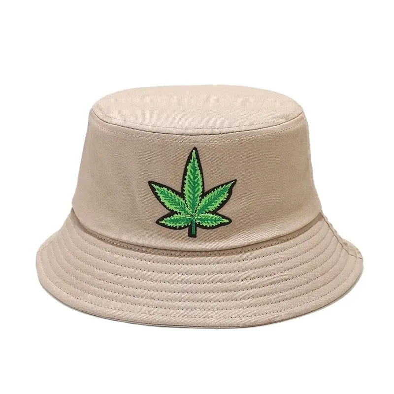 

Panama 2021 Fashion Womens Hat for Girls Autumn Maple Leaf Embroidery Women's Bucket Hat Summer Men's Fashion Hats Caps