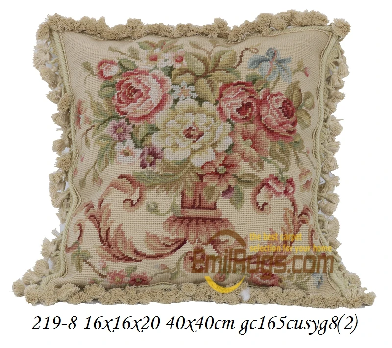 10k219-8 16x16 Подушка для дивана с розами, выполненная вручную в европейском стиле, прекрасный диван-стул, домашний декор, ручная вышивка - Цвет: 10k219-8 16x16