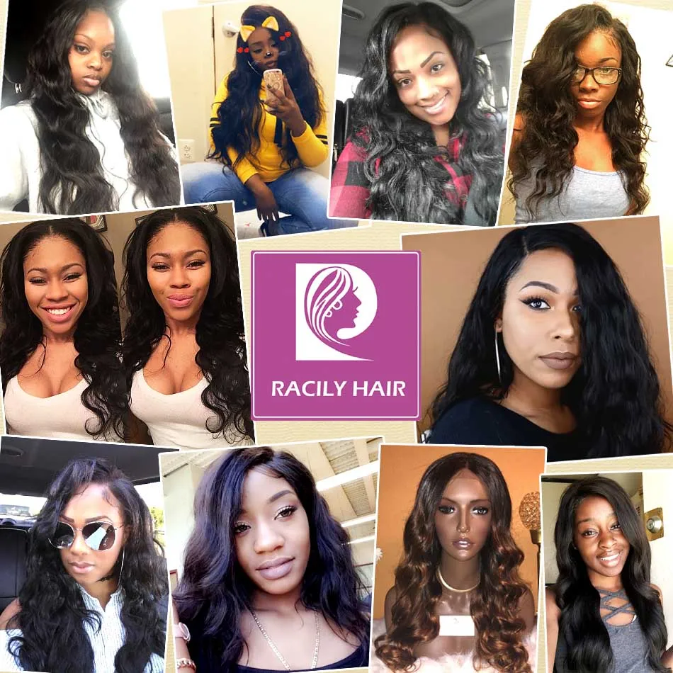 Бразильские волнистые пряди Racily с закрытием натуральные волосы 3/4 кружевной