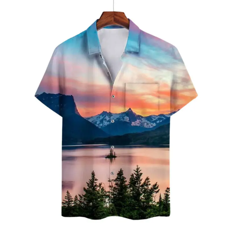 

Mens Hawaiian Collared Shirt Stag Holiday Floral Surf Beach Summer Fancy Party