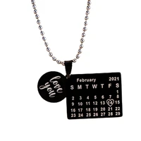 2021 new calendar valentines day necklace stainless steel pendant necklace for men and women exquisite couple gift