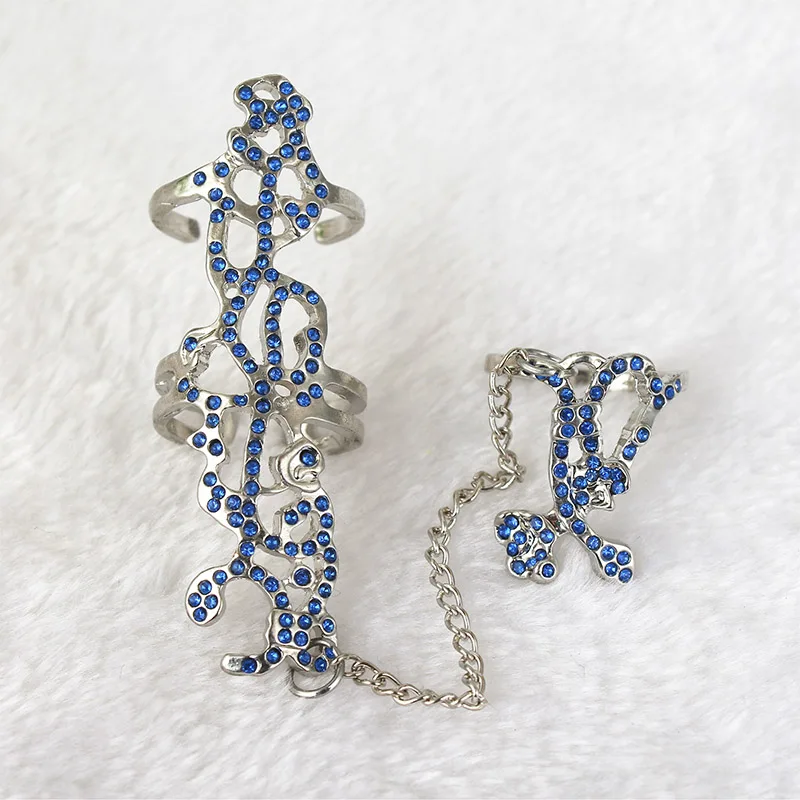 

Hot Punk Cool Hip Pop Rings Multi-layer Adjustable Chain Four Open Finger Rings Alloy Women Rotate Rings for Women Party Gift