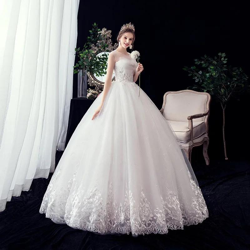 Настоящая фотография кружевное свадебное платье с аппликацией элегантное
