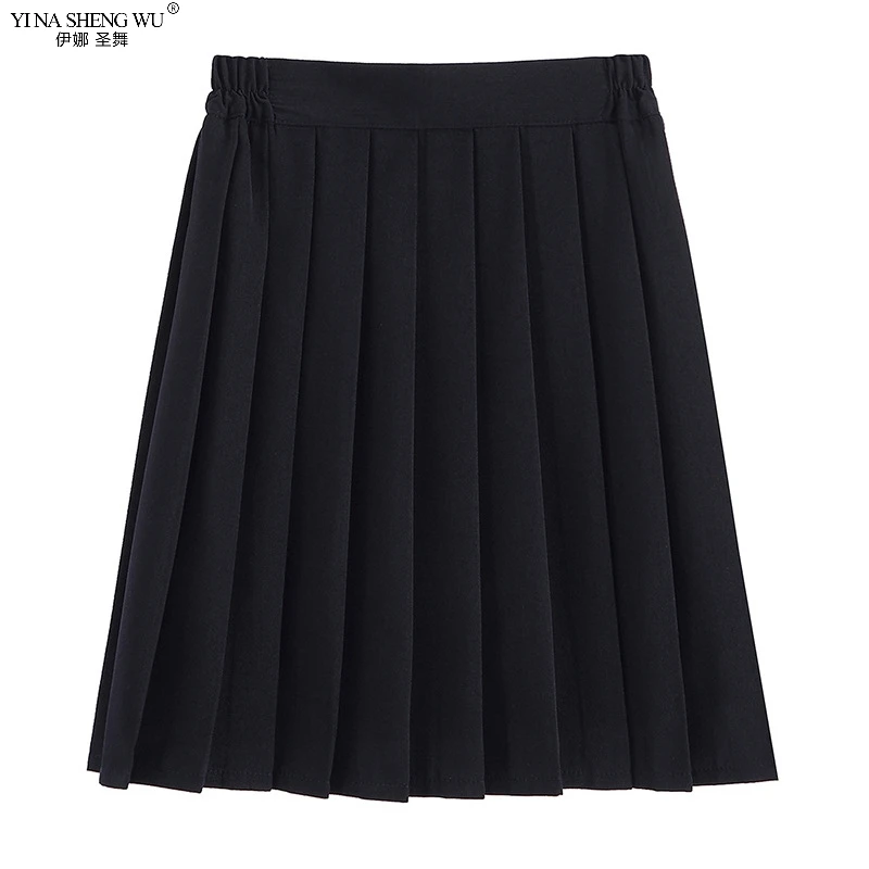 Japanese School Uniforms for Girls Solid Color COS Pleated JK Skirts Black Grey High School Student Girls Academy Style Bottoms